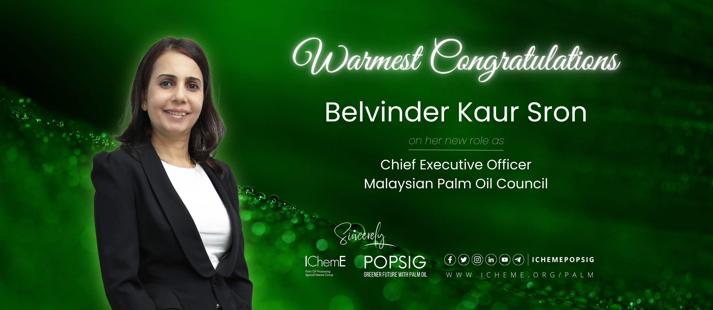 Congratulatory Note to Belvinder Kaur Sron