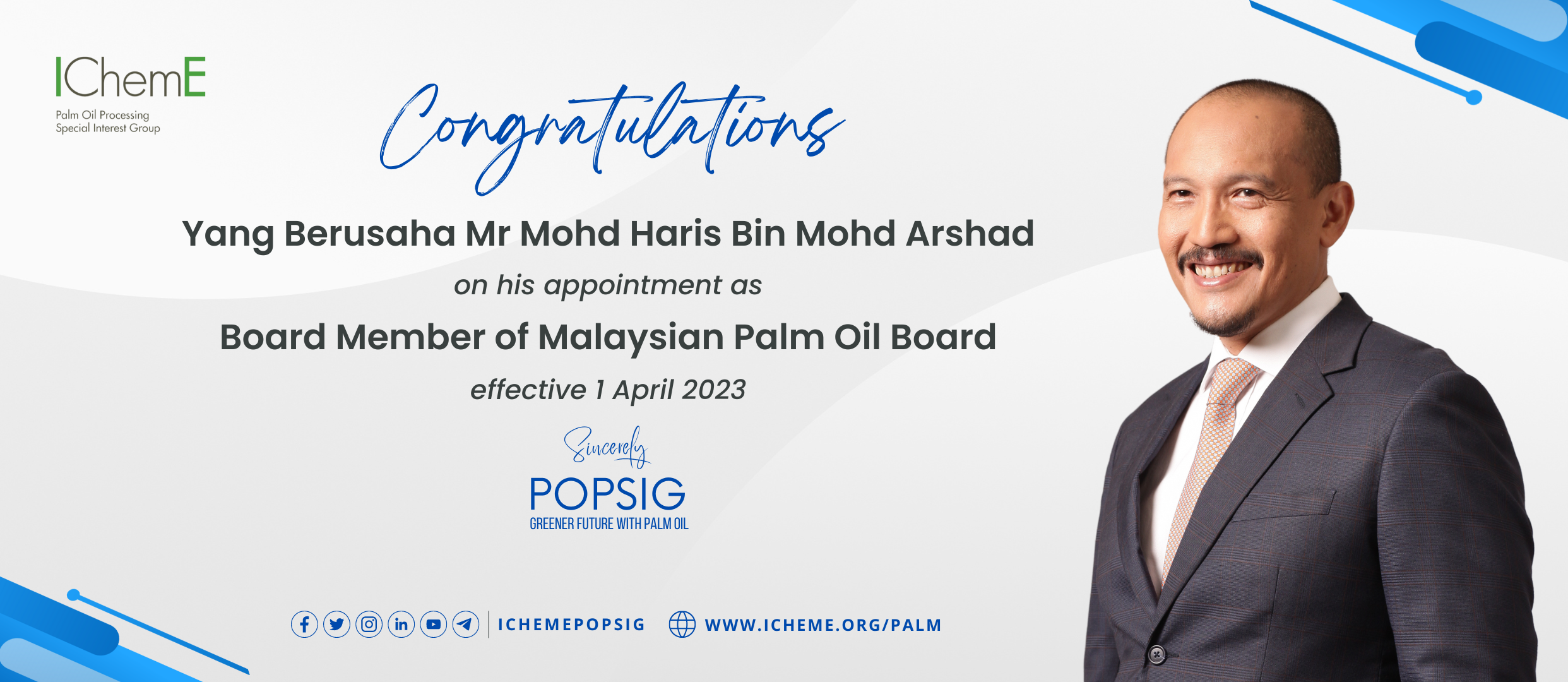 Congratulatory Note to YBrs Mr Mohd Haris Bin Mohd Arshad