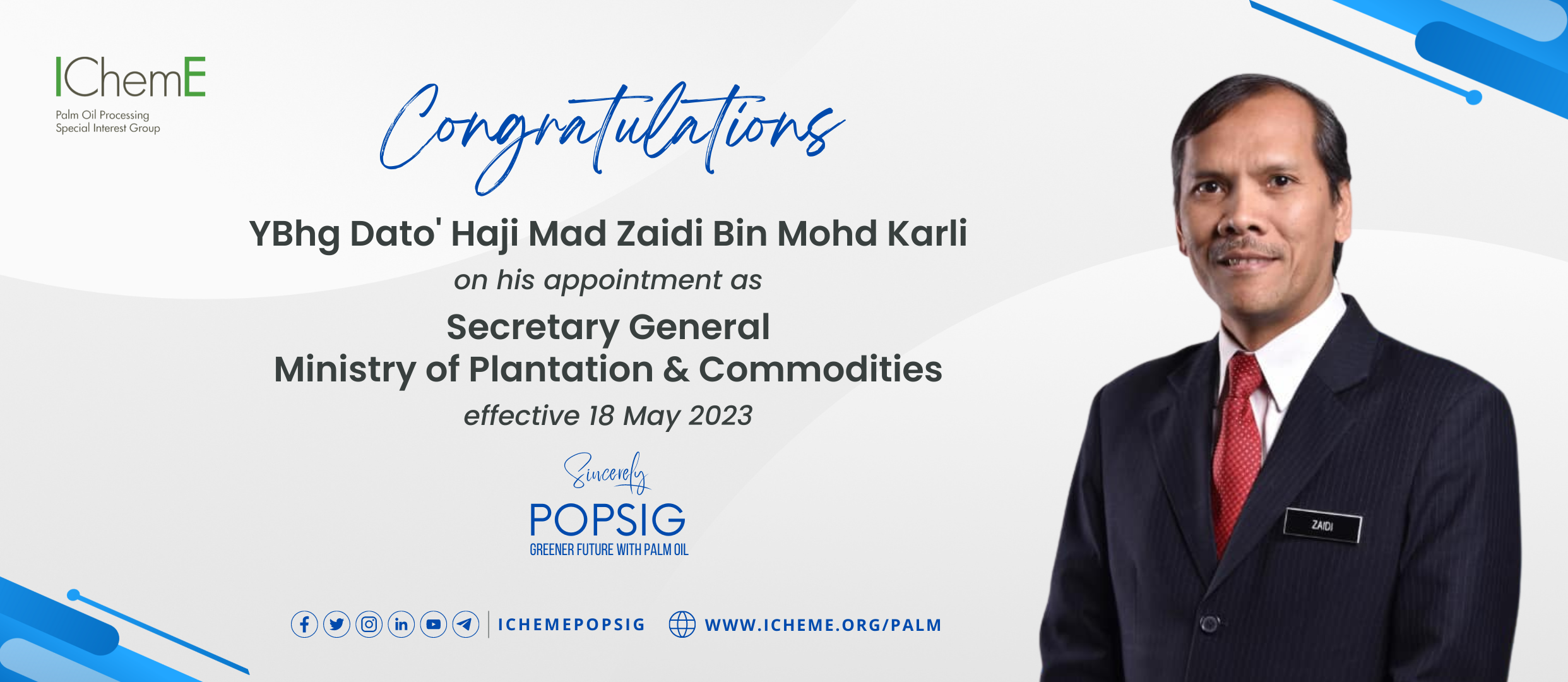 Congratulatory Note to YBhg Dato' Haji Mad Zaidi Bin Mohd Karli