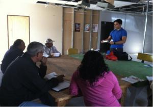 Joshua teaching residents about water safety